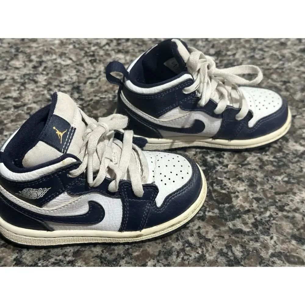 Jordan 1 Retro High OG (TD) Toddler Size 7C Shoes Navy-White 640735-174‎